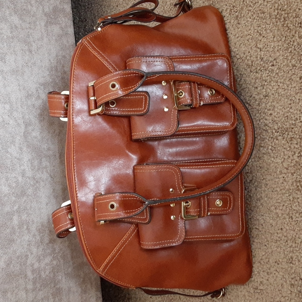 Saddle Brown 2 Pocket Front Handbag